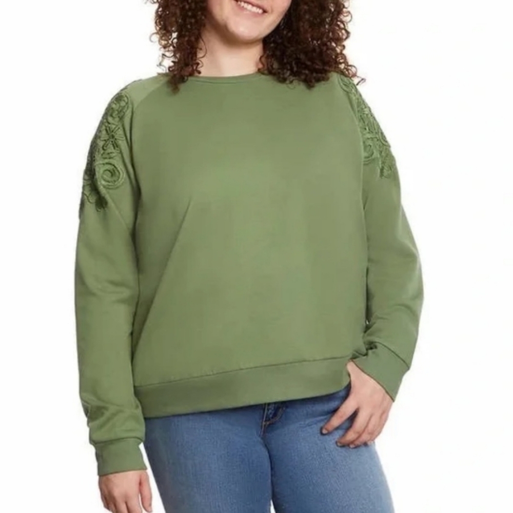 Gloria Vanderbilt Women's Crewneck Lace Sweatshirt ,NWT